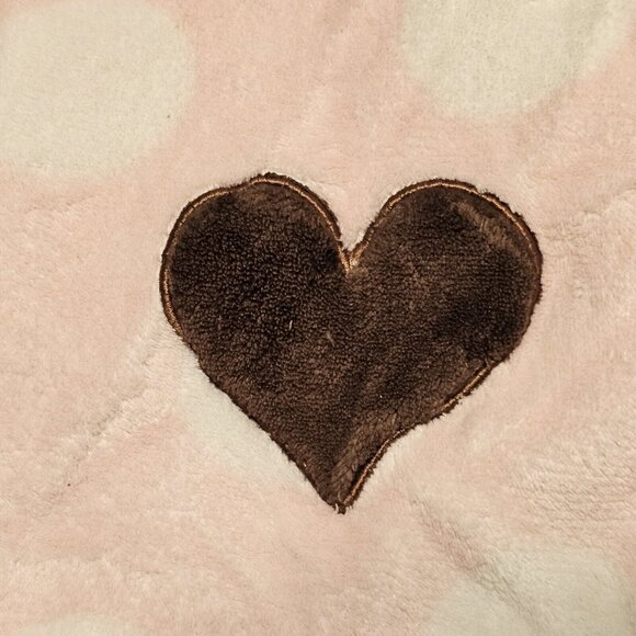 Carter's Baby Girl Blanket Heart Polka Dot Pink Plush Fleece 30x40 Brown - Picture 6 of 7